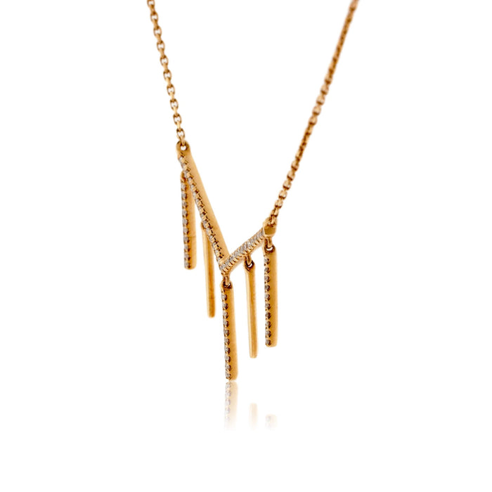 Rose Gold Diamond Multiple Vertical Bar Necklace - Park City Jewelers
