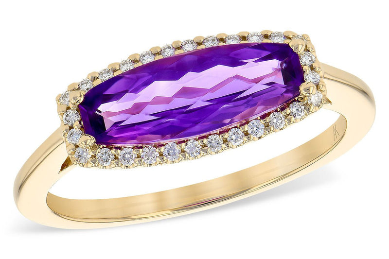 Rose Gold Fancy Shaped Amethyst with Diamond Halo Ring - Park City Jewelers