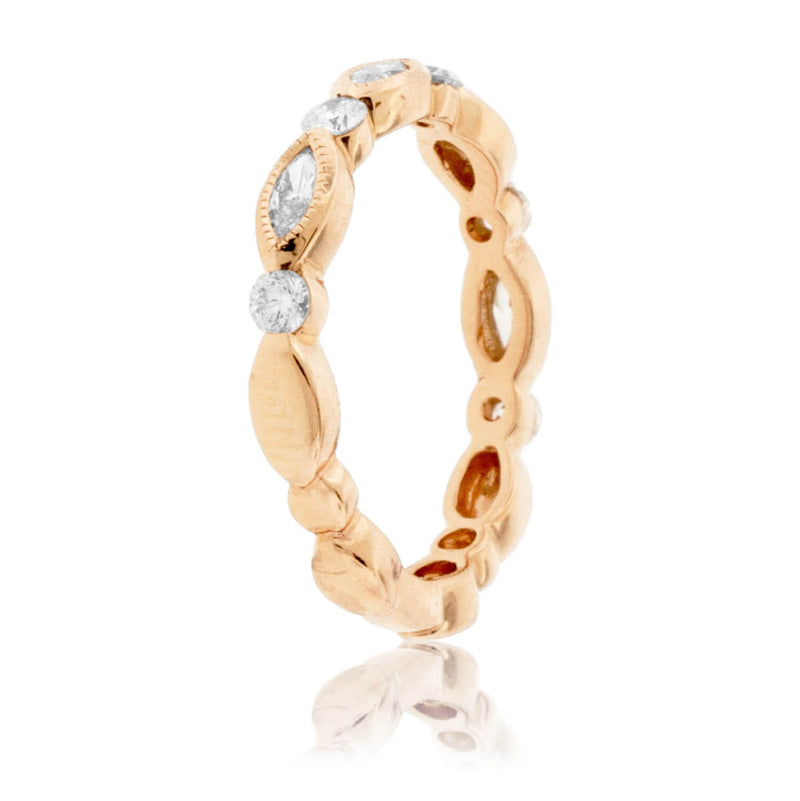 Rose Gold Marquise & Round Diamond Style Band - Park City Jewelers