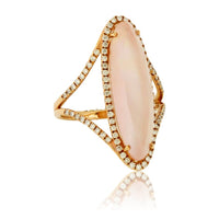 Rose Gold Oval Fancy Cut Rose Quartz Doublet and Diamond Ring - Park City Jewelers
