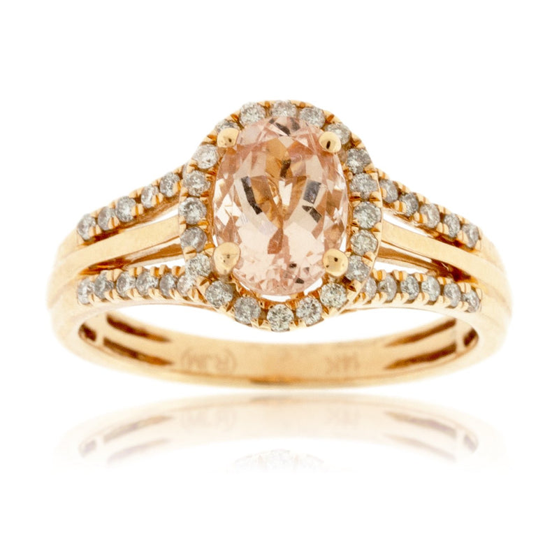Rose Gold Oval Morganite Ring with Diamond Accents - Park City Jewelers