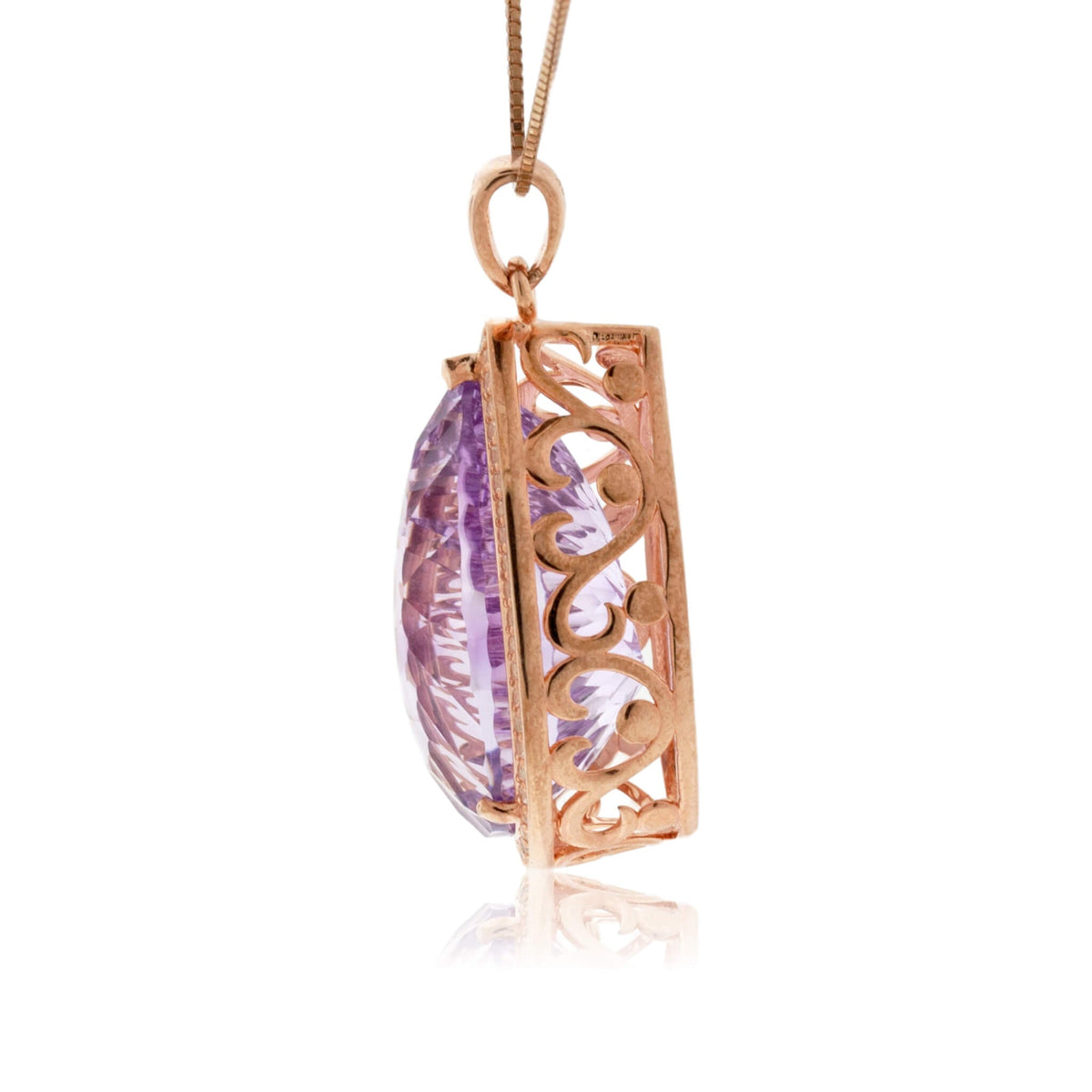 Rose Gold Plated Pear Shape Amethyst Pendant - Park City Jewelers