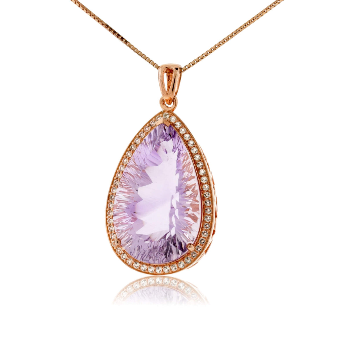 Rose Gold Plated Pear Shape Amethyst Pendant - Park City Jewelers