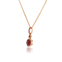 Rose Gold Ruby Cluster & Diamond Pendant - Park City Jewelers