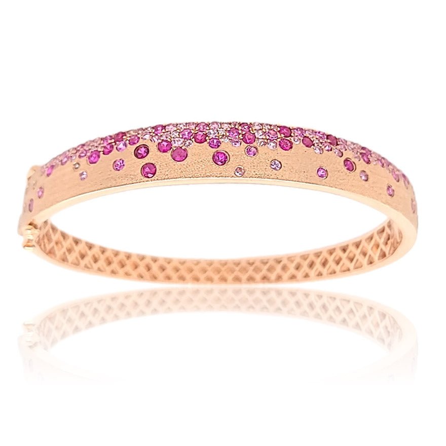 Rose Gold Satin Finish Flush Set Ruby & Sapphire Bracelet - Park City Jewelers