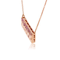 Rose Gold Satin Finish Flush Set Ruby & Sapphire Necklace - Park City Jewelers