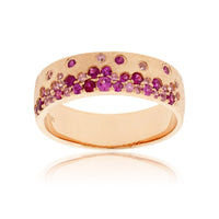 Rose Gold Satin Finish Flush Set Sapphire & Ruby Ring - Park City Jewelers