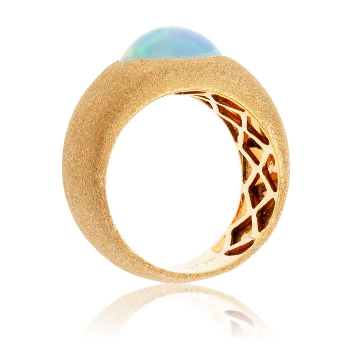 Rose Gold Satin Finish Opal Cabochon Ring - Park City Jewelers