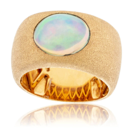 Rose Gold Satin Finish Opal Cabochon Ring - Park City Jewelers