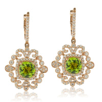 Rose Gold Vintage Inspired Peridot Dangle Earrings - Park City Jewelers