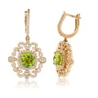 Rose Gold Vintage Inspired Peridot Dangle Earrings - Park City Jewelers