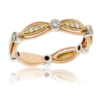 Rose Gold, Yellow Gold, and White Gold Diamond Decorative Band - Park City Jewelers