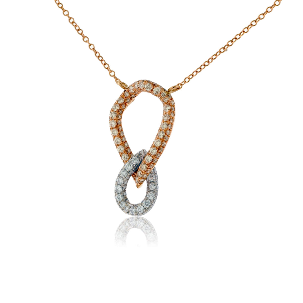 Rose & White Gold Link Style Diamond Pendant - Park City Jewelers