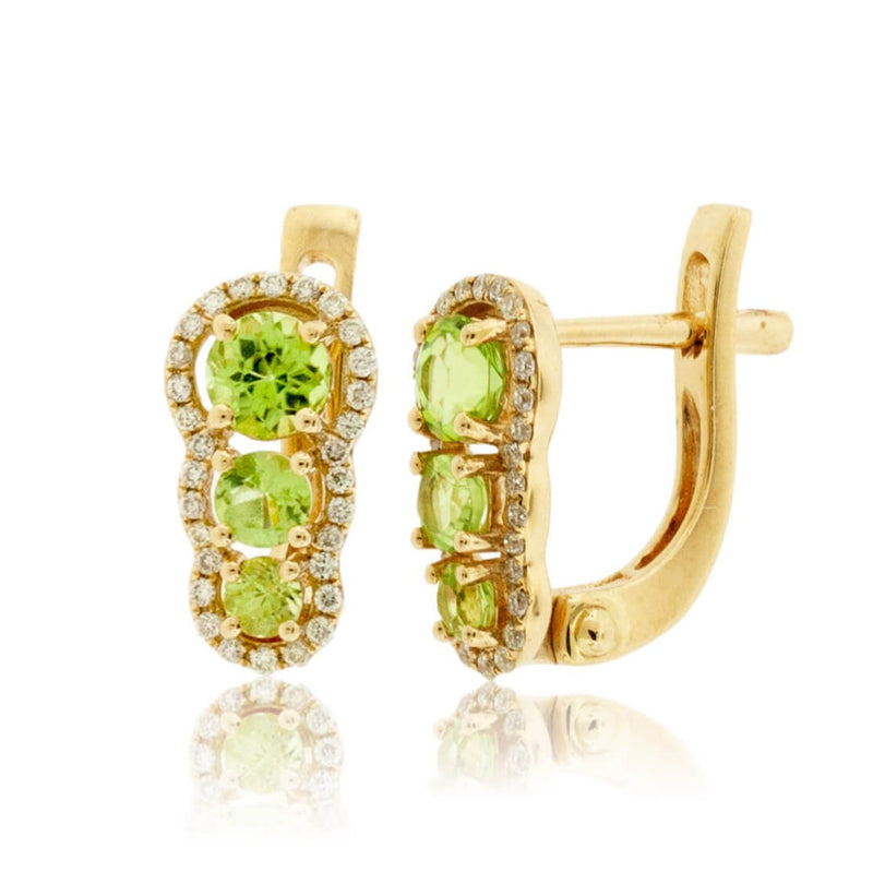 Round 3 Stone Style Peridot and Diamond Drop Style Earrings - Park City Jewelers
