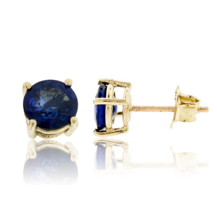 Round 6mm Blue Sapphire Stud Earrings - Park City Jewelers