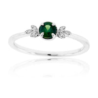 Round Alexandrite & Diamond Leaf Style Ring - Park City Jewelers