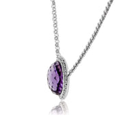 Round Amethyst & Diamond Halo Necklace - Park City Jewelers