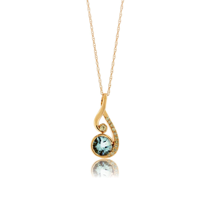 Round Aquamarine & Diamond Pendant - Park City Jewelers