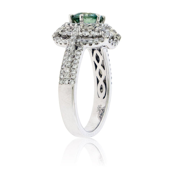 Round Blue Diamond & Diamond Decorative Ring - Park City Jewelers