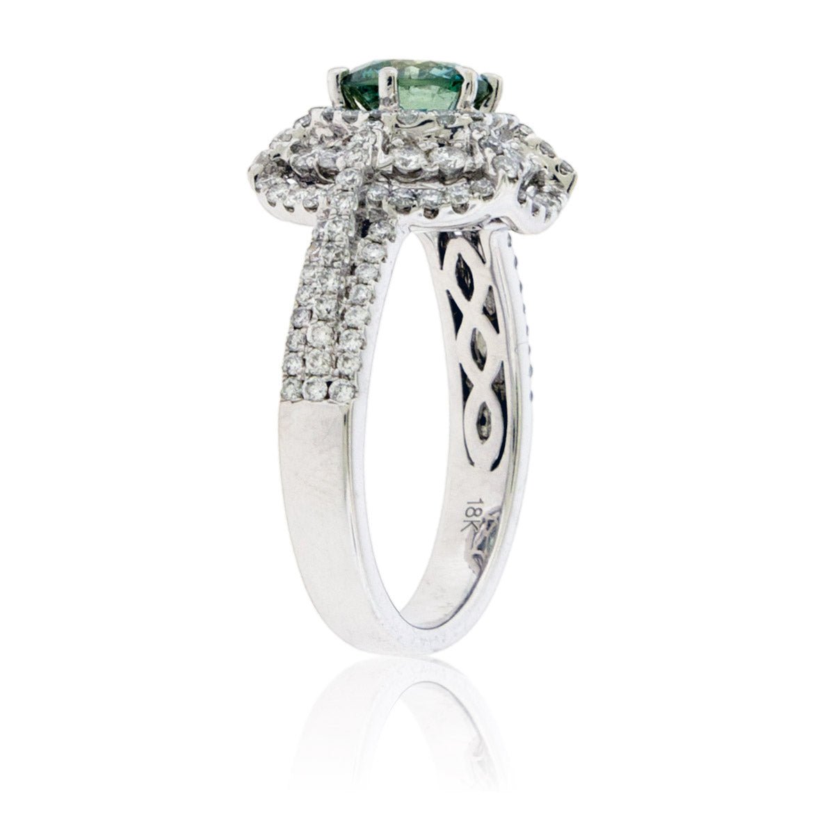 Round Blue Diamond & Diamond Decorative Ring - Park City Jewelers