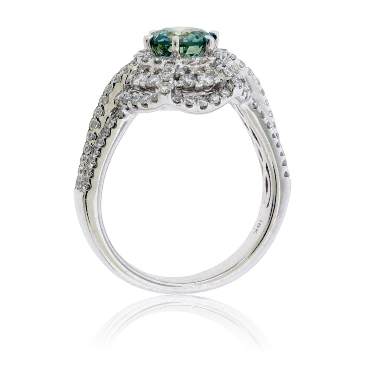 Round Blue Diamond & Diamond Decorative Ring - Park City Jewelers