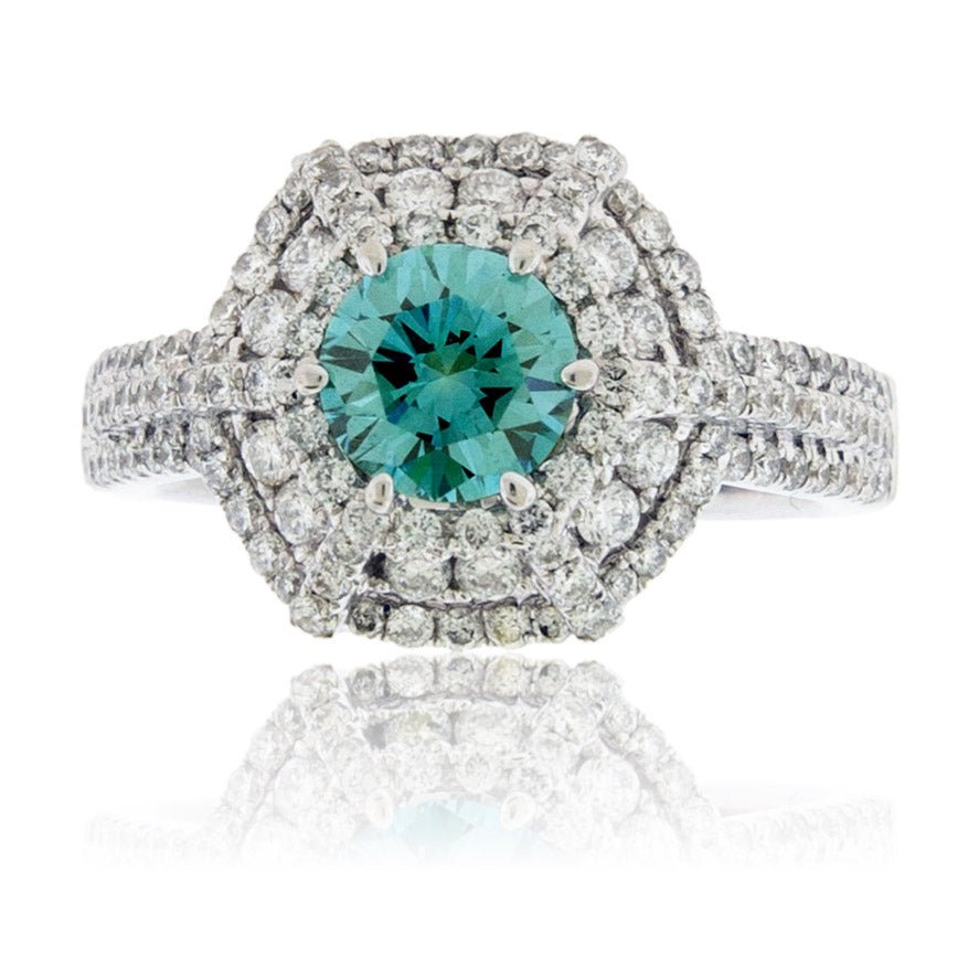 Round Blue Diamond & Diamond Decorative Ring - Park City Jewelers