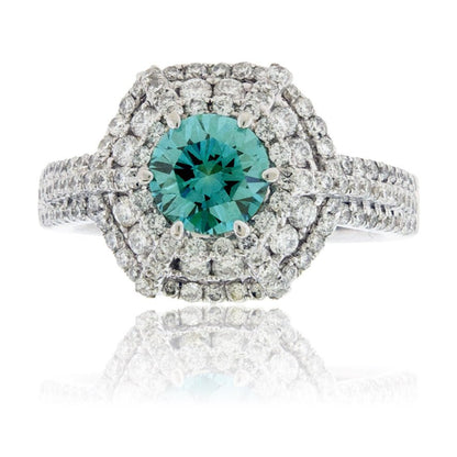 Round Blue Diamond & Diamond Decorative Ring - Park City Jewelers