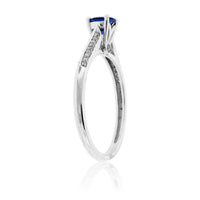 Round Blue Sapphire and Diamond Lined Ring - Park City Jewelers