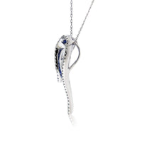 Round Blue Sapphire & Diamond Ribbon Style Pendant - Park City Jewelers