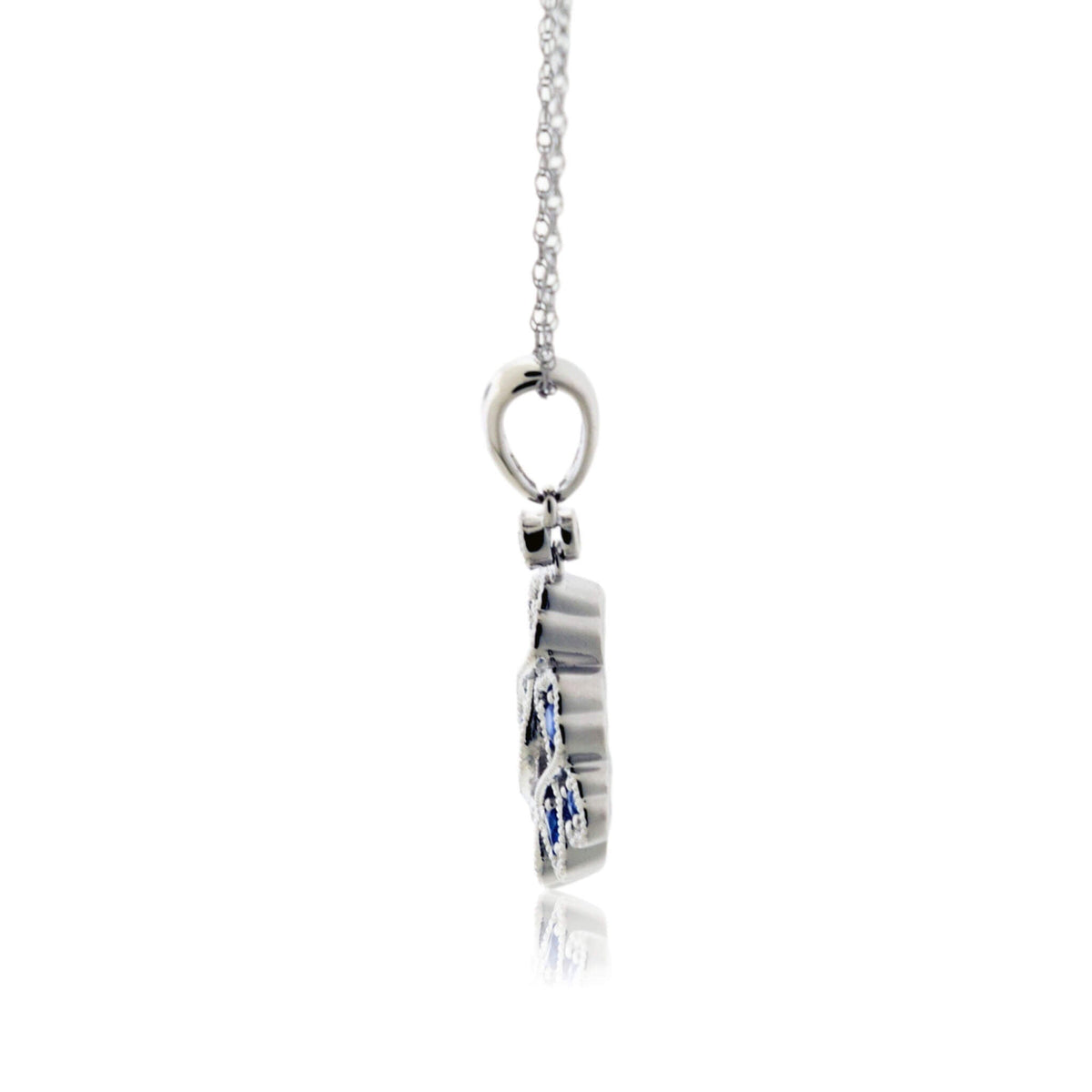 Round Blue Sapphire & Diamond Unique Style Pendant - Park City Jewelers