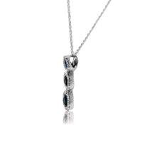 Round Blue Sapphire Three Stone Drop Style Pendant - Park City Jewelers