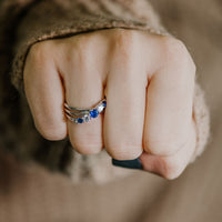 Round Blue Sapphire with Diamond Accent Ring - Park City Jewelers