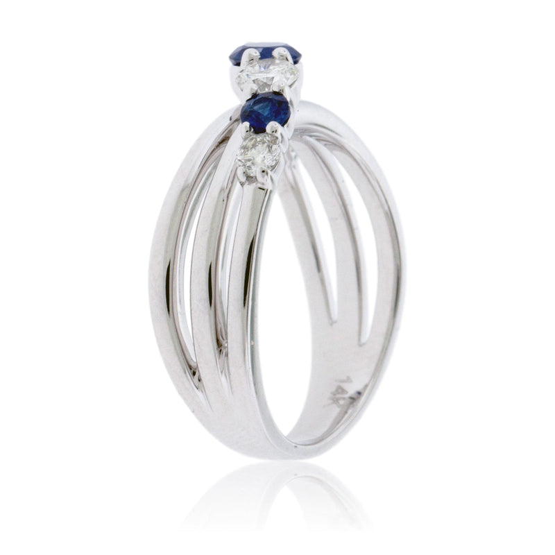 Round Blue Sapphire with Diamond Accent Ring - Park City Jewelers