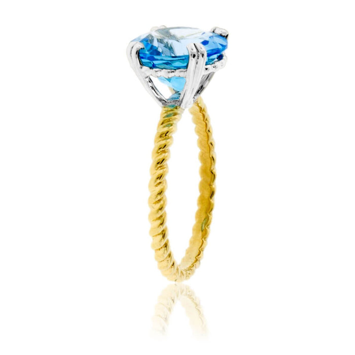Round Blue Topaz Twisted Style Ring - Park City Jewelers