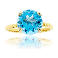 Round Blue Topaz Twisted Style Ring - Park City Jewelers
