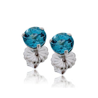 Round Blue Zircon 7.5mm Stud Post Earrings - Park City Jewelers