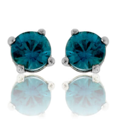 Round Blue Zircon Basket Style Stud Earrings - Park City Jewelers