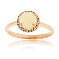Round Cabochon Opal Ring with Diamond Halo - Park City Jewelers