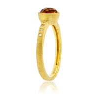 Round Citrine and Diamond Accented Flush Set Ring - Park City Jewelers