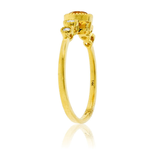 Round Citrine and Diamond Accented Ring - Park City Jewelers