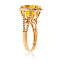 Round Citrine & Diamond Halo Ring in Rose Gold - Park City Jewelers