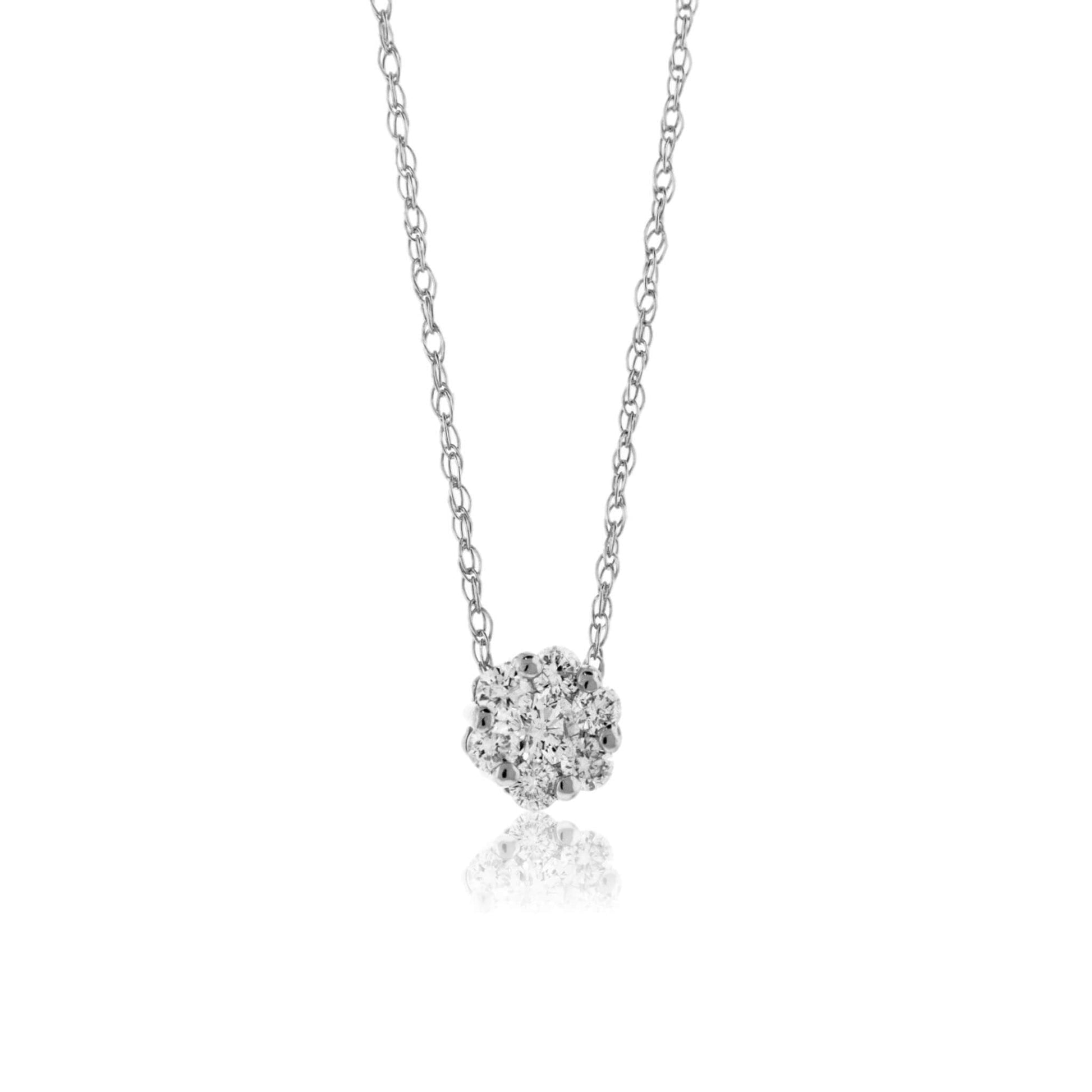 Round Cluster Diamond Pendant w/Chain - Park City Jewelers
