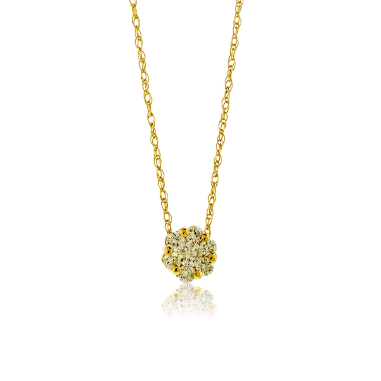Round Cluster Diamond Pendant w/Chain - Park City Jewelers