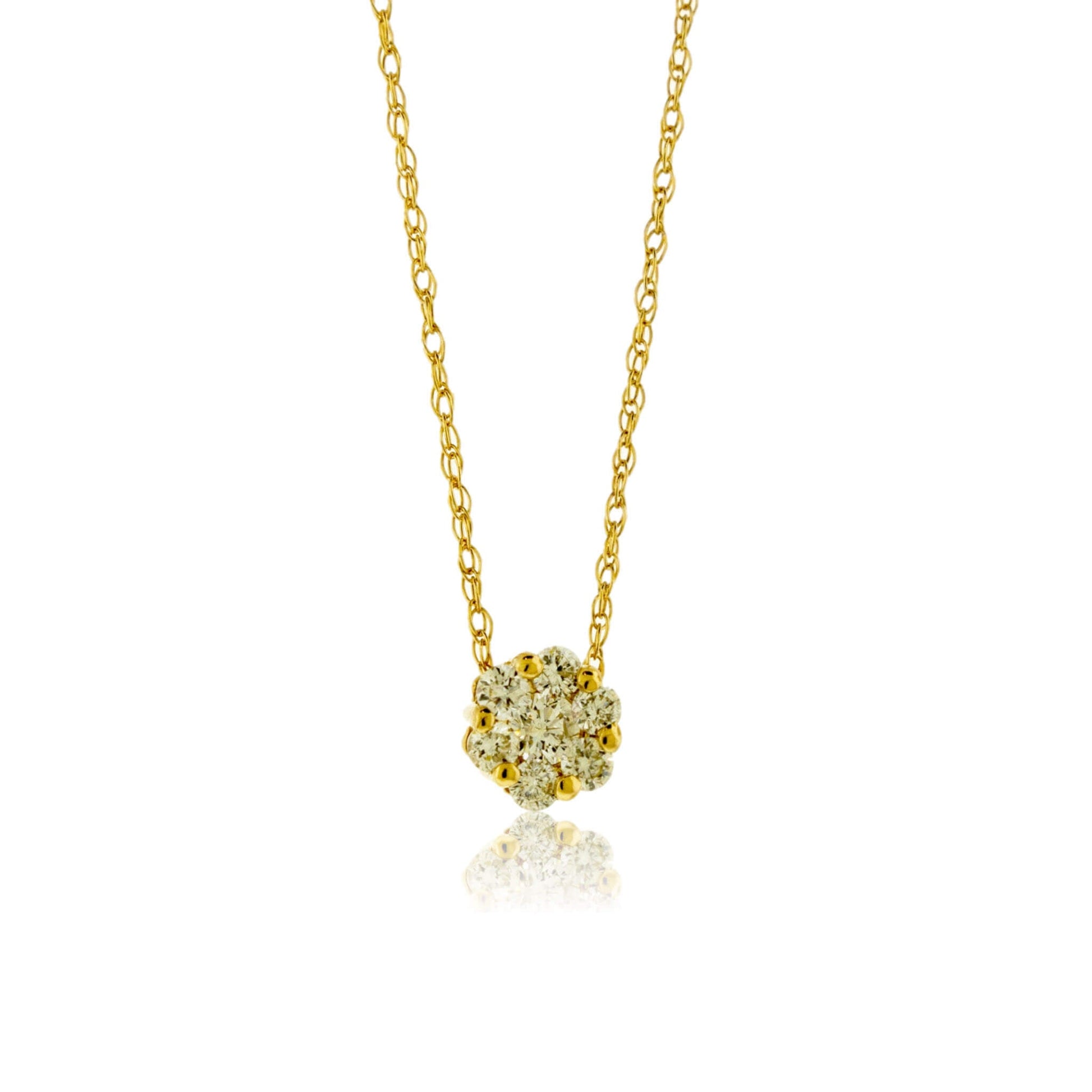 Round Cluster Diamond Pendant w/Chain - Park City Jewelers