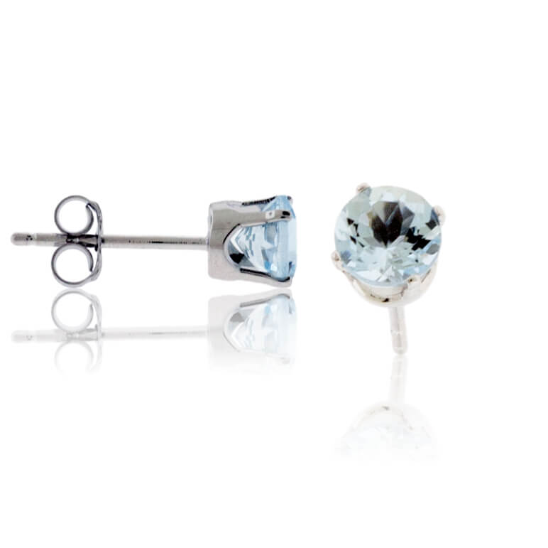 Round Cut Aquamarine Stud Earrings - Park City Jewelers
