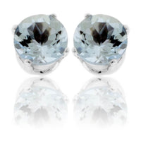 Round Cut Aquamarine Stud Earrings - Park City Jewelers