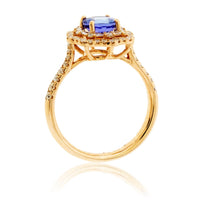 Round Cut Tanzanite and Diamond Double Halo Ring - Park City Jewelers