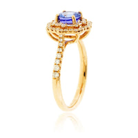 Round Cut Tanzanite and Diamond Double Halo Ring - Park City Jewelers