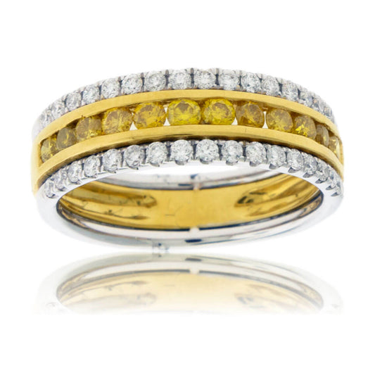 Round Cut Yellow Diamond & Diamond Outlined Band - Park City Jewelers