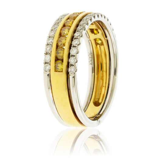 Round Cut Yellow Diamond & Diamond Outlined Band - Park City Jewelers